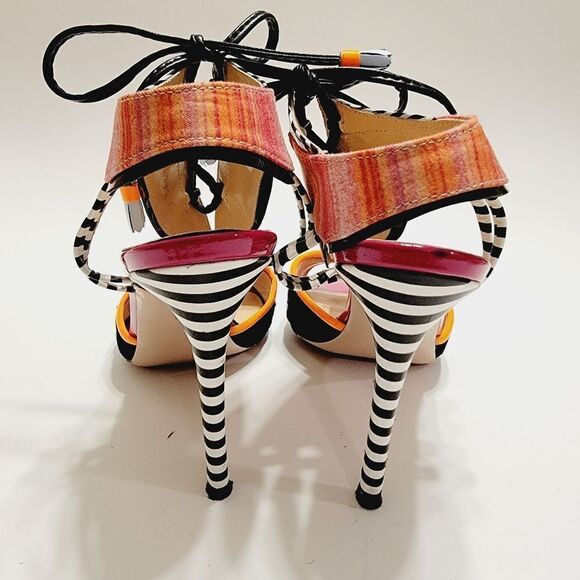 Vinci The Santa Amaro Multicolor T-Strap Lace-Up Leather Sandal Size 8 - Picture 8 of 13